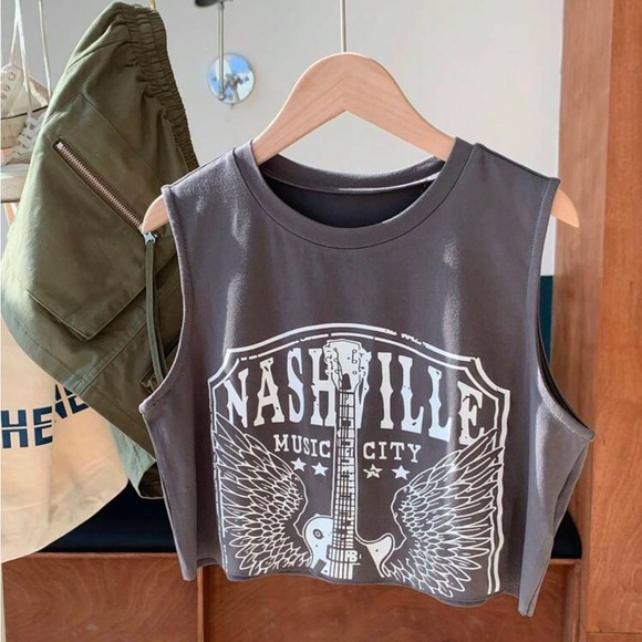 SHEIN Tops - Nashville Music City Graphic Tank Top